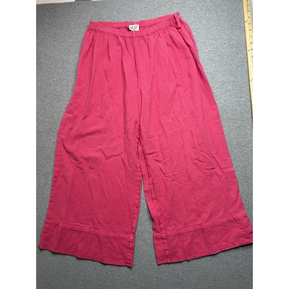 Oh My Gauze Pants Womens Size 2 Cotton Stretch Sheer Wide Leg Crop‎ Pink